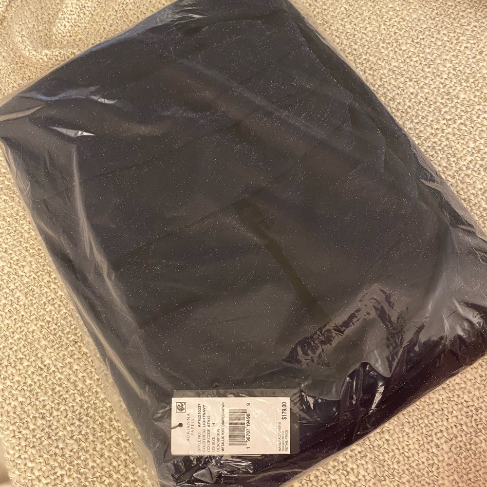 Adrianna Papell Gown. Navy blue size 14 Navy blue with silver detail - Picture 3 of 4